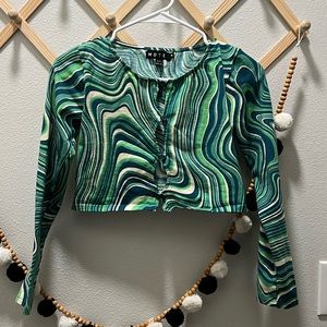 MOTEL Sarah Crop Top in 70s Ripple Green